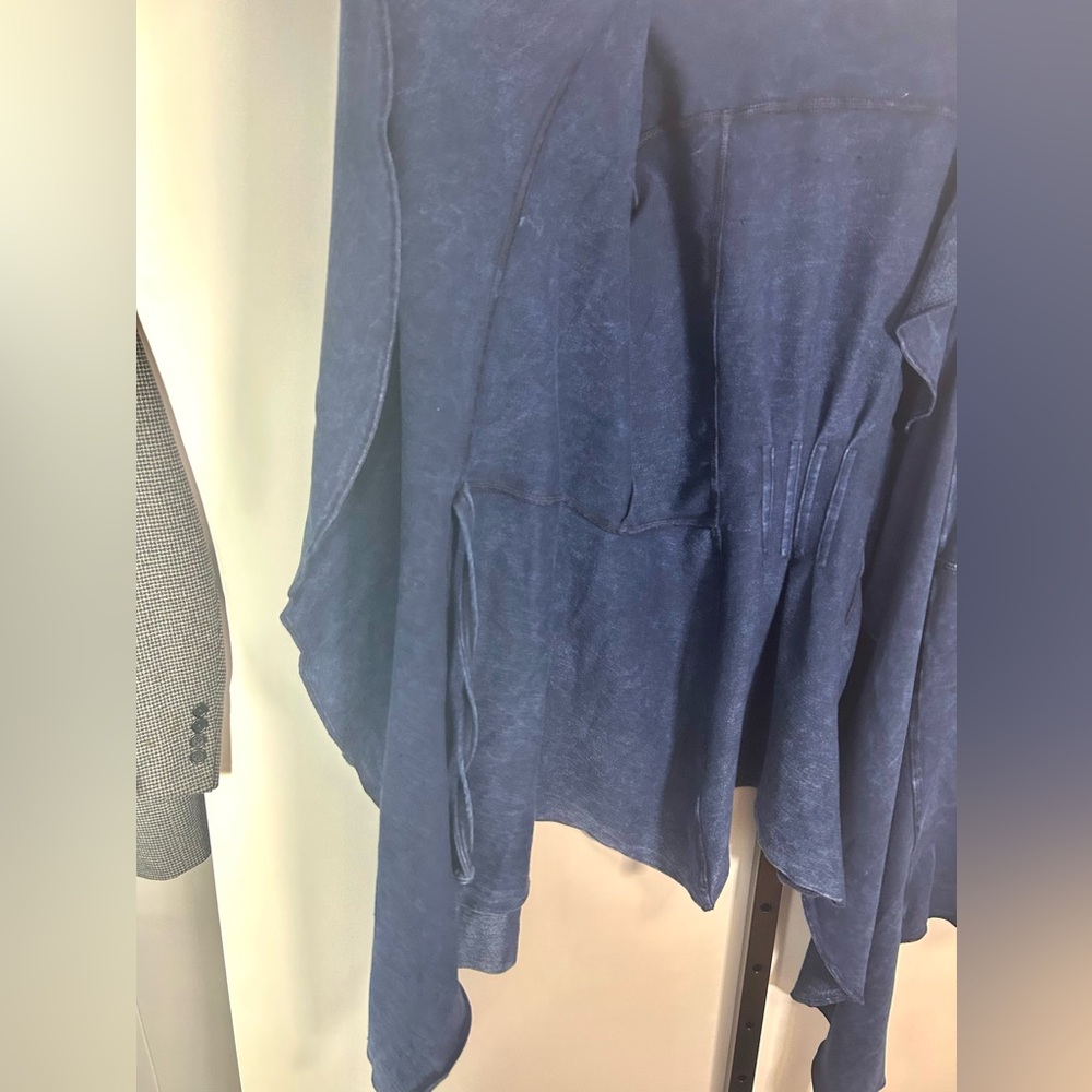 Testimony LA Blue Distressed Style Open Front Stretch Cardigan Jacket Size M - Picture 8 of 13